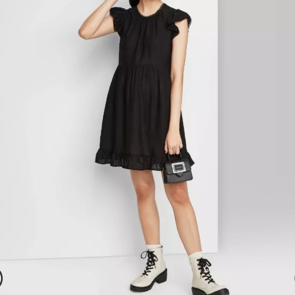 Flutter Short Sleeve Trapeze Dress Wild Fable